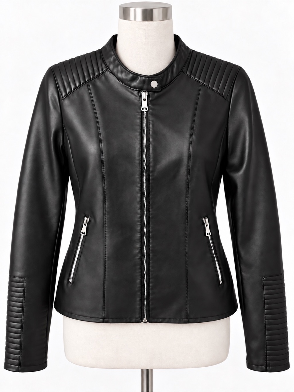 Calvin Klein Black Moto Biker Jacket Women’s Medium Quilted Zip